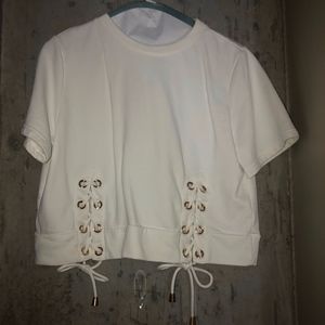 white lace up t-shirt